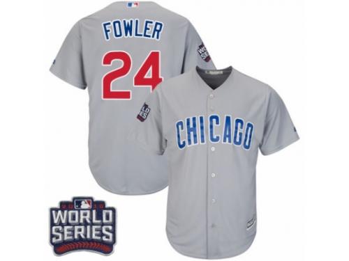 Youth Majestic Chicago Cubs #24 Dexter Fowler Authentic Grey Road 2016 World Series Bound Cool Base MLB Jersey