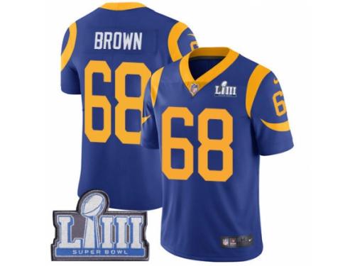 Youth Nike Los Angeles Rams #68 Jamon Brown Royal Blue Alternate Vapor Untouchable Limited Player Super Bowl LIII Bound NFL Jersey