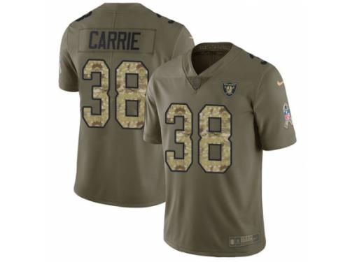 Youth Nike Oakland Raiders #38 T.J. Carrie Limited Olive/Camo 2017 Salute to Service NFL Jersey