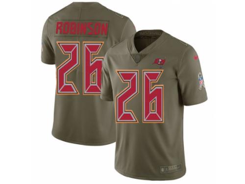 Youth Nike Tampa Bay Buccaneers #26 Josh Robinson Limited Olive 2017 Salute to Service NFL Jersey