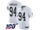 #94 Limited Eddie Vanderdoes White Football Road Men's Jersey Oakland Raiders Vapor Untouchable 100th Season