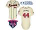 Cream Hank Aaron Men #44 Majestic MLB Atlanta Braves Cool Base Alternate Jersey