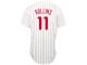 Majestic Jimmy Rollins Philadelphia Phillies Youth Replica Player Jersey - White Pinstripe