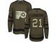 Men Adidas Philadelphia Flyers #21 Scott Laughton Green Salute to Service NHL Jersey