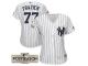 Women Clint Frazier #77 New York Yankees 2017 Postseason White Cool Base Jersey