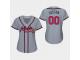 Women's Atlanta Braves #00 Gray Custom Majestic Road 2019 Cool Base Jersey